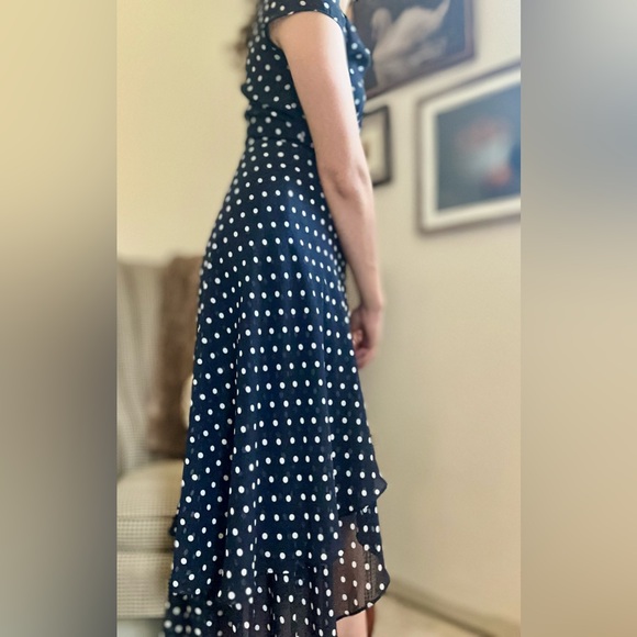 Betsey Johnson navy Polka Dot High Low Dress - Picture 5 of 6